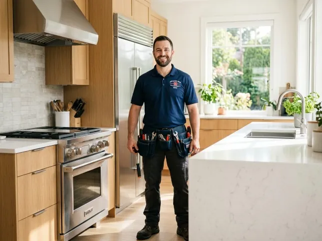 Appliance Repair Hero technician in a Allendale, MI kitchen after an appliance repair